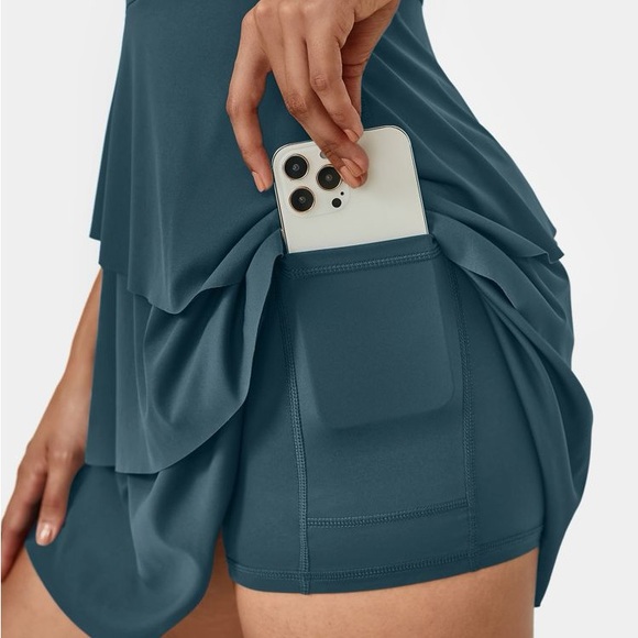 Halara Softlyzero™ Airy Backless Tiered Ruffle 2-in-1 Pocket Active Dress NWOT - Picture 3 of 3